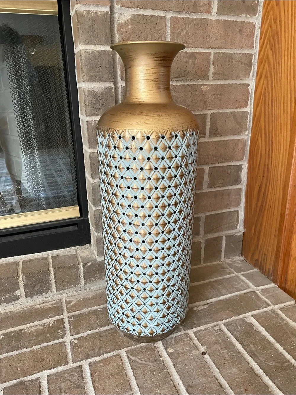 Decorative Gold and Aqua Floor Vase - Home Accents